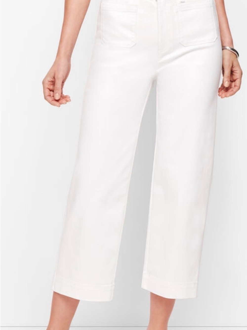 Talbots Wide Leg Cropped coastal eurosummer White denim pedal pushers pants 12 - Picture 9 of 9